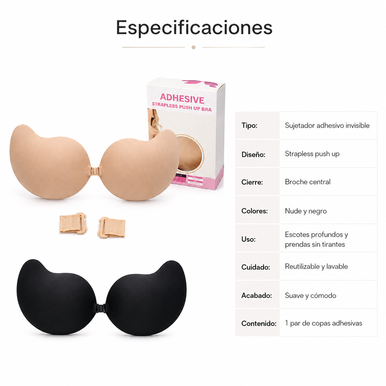 Brasier invisible sin tirantes strapless