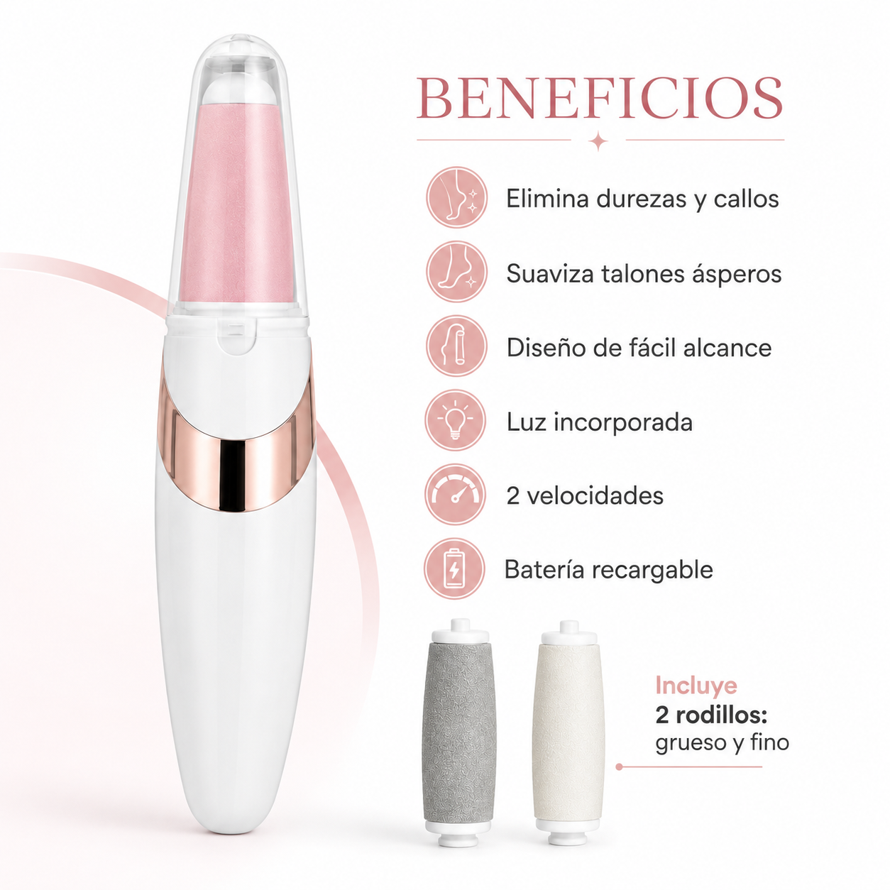 Removedor Eléctrico de Callos Recargable con Luz LED