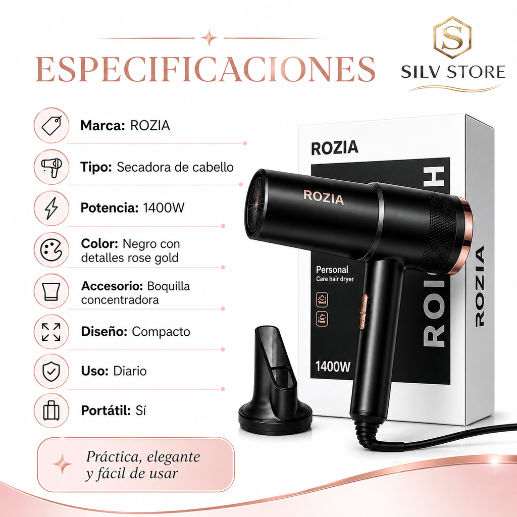 Secadora de Cabello Rozia 1400W: