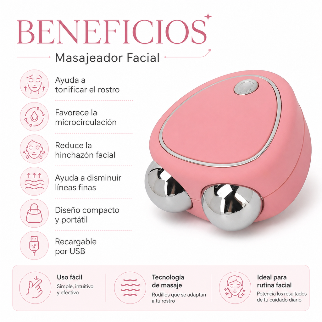 Masajeador Facial MIcrocorriente Rejuvenecimiento y tonificacion