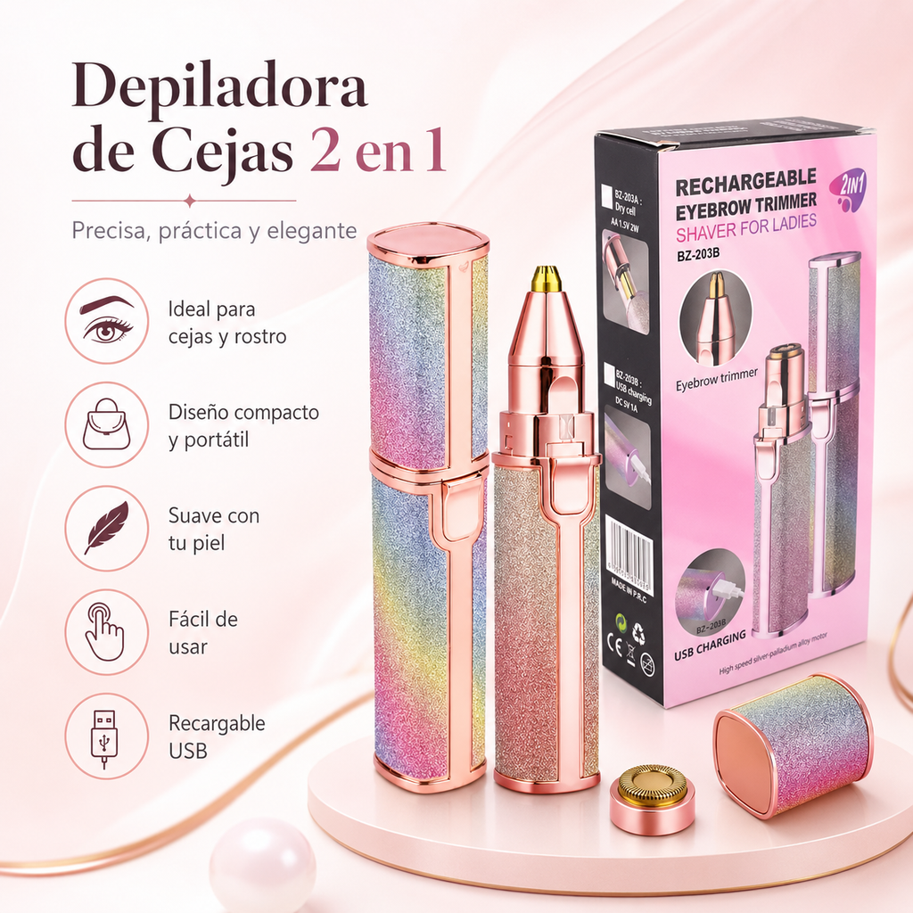 Depilador 2 en 1 Facial y Ceja Eléctrico Inalámbrico Recargable Belleza