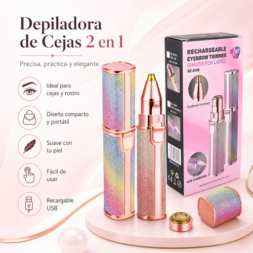 Depilador 2 en 1 Facial y Ceja Eléctrico Inalámbrico Recargable Belleza