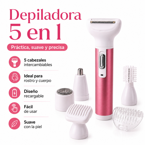 Depilador 5 En 1 Profesional Kit 5 Cabezal Facial Corporal