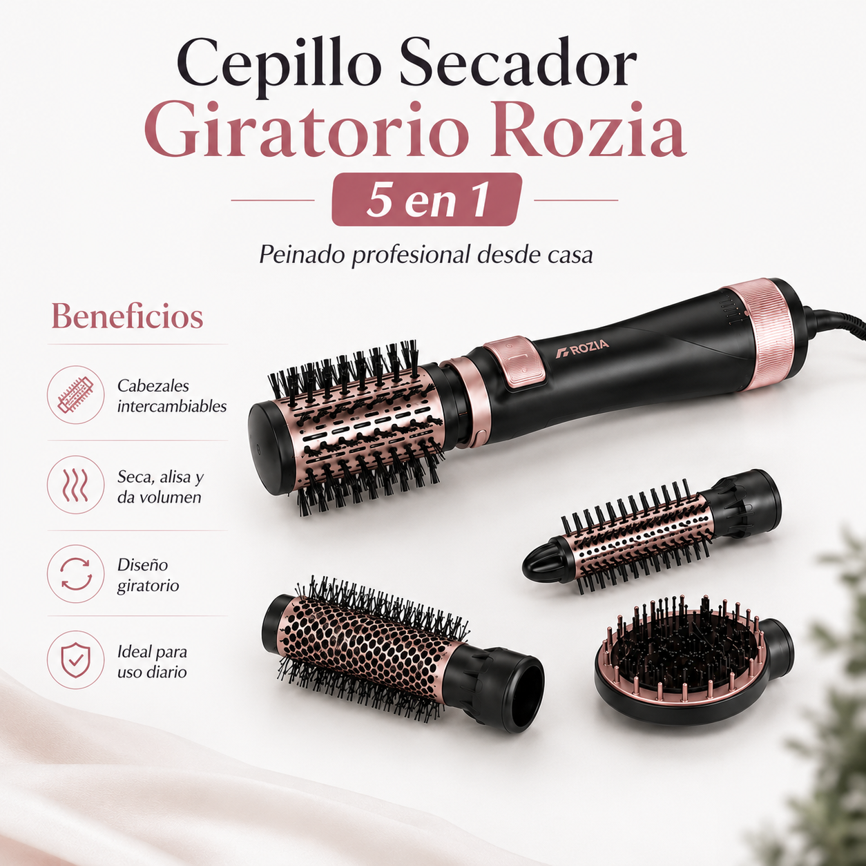 Cepillo Rotating Hot Air Styler Rozia 5 en 1 - HC8116
